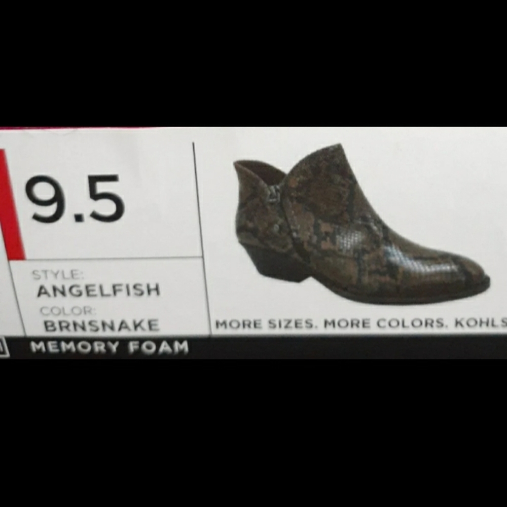 Womens So sz 9.5 brown black snake print Booties memory foam ankle boots nib - Picture 11 of 11